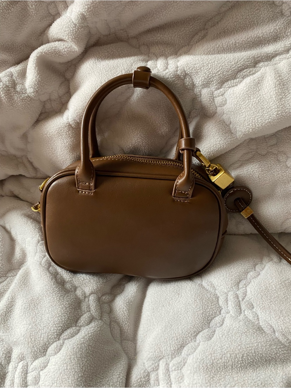 Zara Brown Leather Crossbody Bag with Gold Hardware - Picture 3 of 6